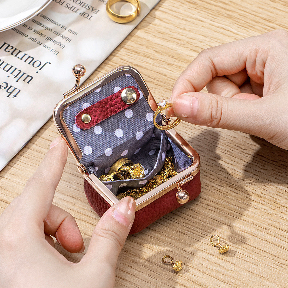 Caja de joyería mini de cuero genuino
