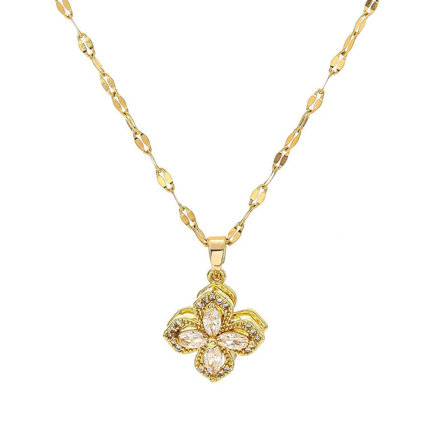 Rotatable Four-Leaf Flower Necklace