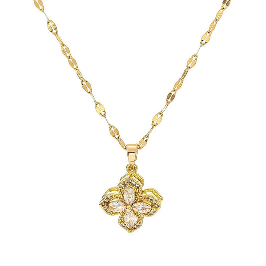 Rotatable Four-Leaf Flower Necklace