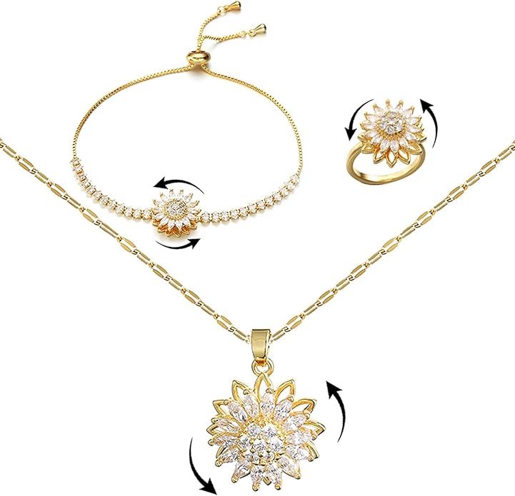 Conjunto de Joyas Estado de Girasol – Diseño Giratorio