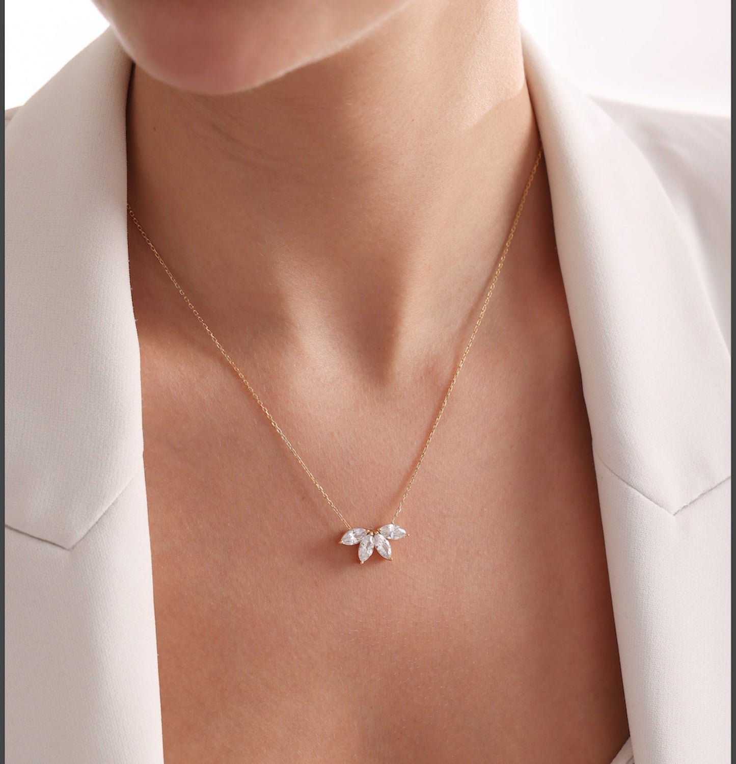 925 Silver Marquise Crystal Necklace